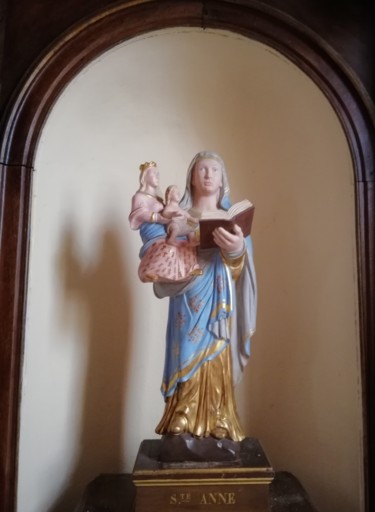 Escultura intitulada "Sainte Anne" por Bernard Chenu, Obras de arte originais, Madeira