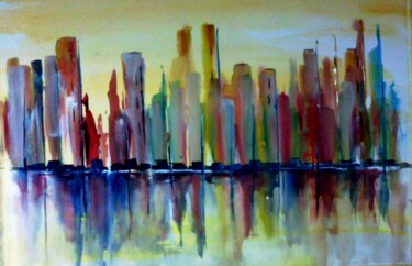 Painting titled "le-modernisme-50x70…" by Bernard Courtalon (courtaloni), Original Artwork, Watercolor