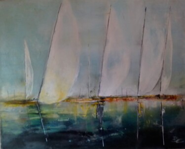 Painting titled "Cinq voiles" by Bernard Courtalon (courtaloni), Original Artwork, Acrylic