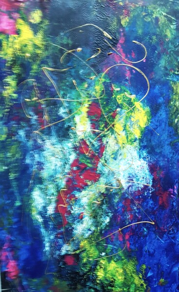 Peinture intitulée "Abstraction en bleue" par Bernard Courtalon (courtaloni), Œuvre d'art originale, Acrylique