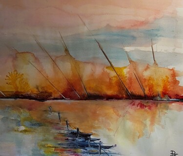 Schilderij getiteld "Le calme" door Bernard Courtalon (courtaloni), Origineel Kunstwerk, Aquarel