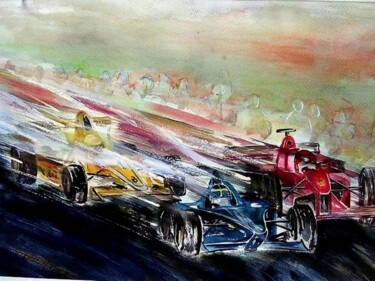 Peinture intitulée "La course de F1" par Bernard Courtalon (courtaloni), Œuvre d'art originale