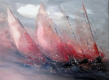 Pintura intitulada "Voiles rouges." por Bernard Courtalon (courtaloni), Obras de arte originais, Óleo