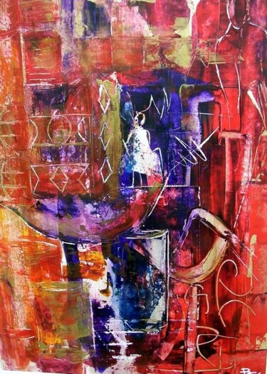 Painting titled "Abstraction autour…" by Bernard Courtalon (courtaloni), Original Artwork, Oil