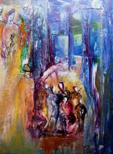 Картина под названием "L'orchestre" - Bernard Courtalon (courtaloni), Подлинное произведение искусства, Масло