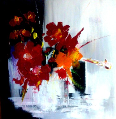 Painting titled "Fleurs abstraites" by Bernard Courtalon (courtaloni), Original Artwork, Acrylic
