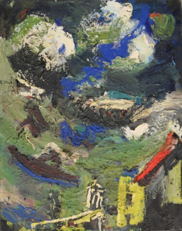 Peinture intitulée ""un coin de ciel bl…" par Bernard Damiano, Œuvre d'art originale, Huile Monté sur Châssis en bois