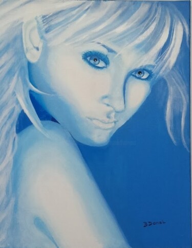 Peinture intitulée "La femme bleue N° 18" par Bernard Danel, Œuvre d'art originale, Autre