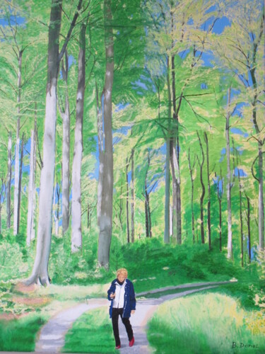 Peinture intitulée "Promenade en forêt…" par Bernard Danel, Œuvre d'art originale, Autre
