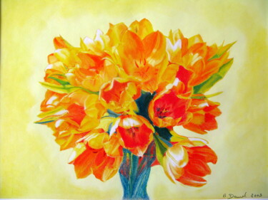 Painting titled "Bouquet de tulipes…" by Bernard Danel, Original Artwork, Other