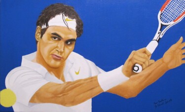 Pittura intitolato "Joueur de tennis en…" da Bernard Danel, Opera d'arte originale, Altro