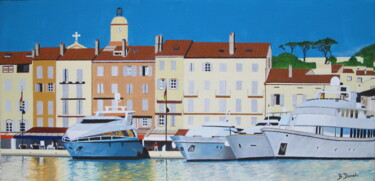 Painting titled "port de st tropez" by Bernard Danel, Original Artwork, Oil