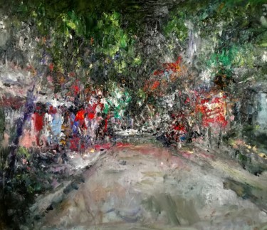 Painting titled ""In the village at…" by Bernard De Wolff, Original Artwork, Oil
