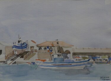 Painting titled "Port de Carro" by Bernard Dianoux, Original Artwork, Watercolor
