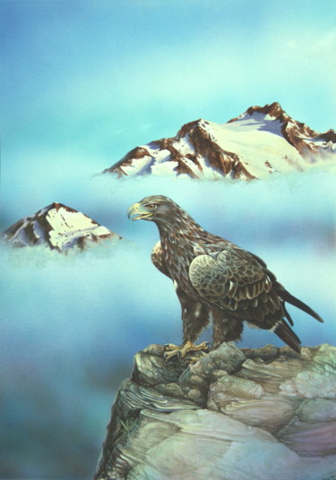 Painting titled "Aigle royal" by Bernard Domange, Original Artwork, Acrylic