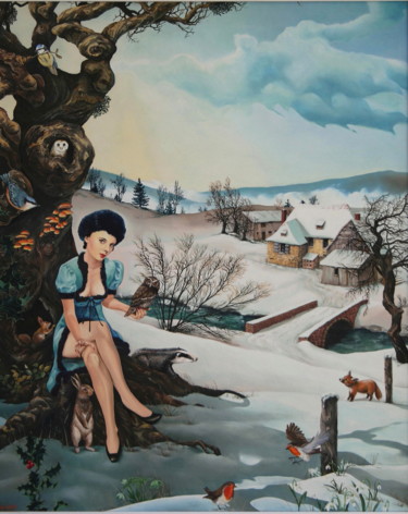 Peinture intitulée "Chimère 6 ou l'hiver" par Bernard Domange, Œuvre d'art originale, Huile