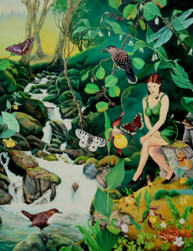 Peinture intitulée "Chimère 9: Smaragdi…" par Bernard Domange, Œuvre d'art originale, Huile