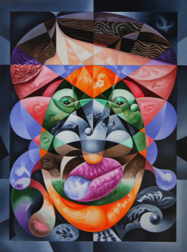 Peinture intitulée "Fig. géométrique 4…" par Bernard Domange, Œuvre d'art originale, Huile