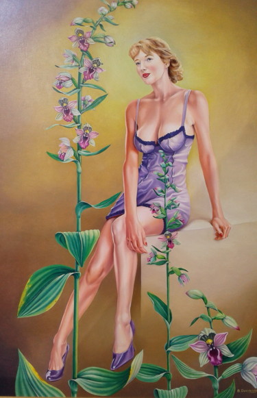 Malerei mit dem Titel "Flora 2" von Bernard Domange, Original-Kunstwerk, Öl