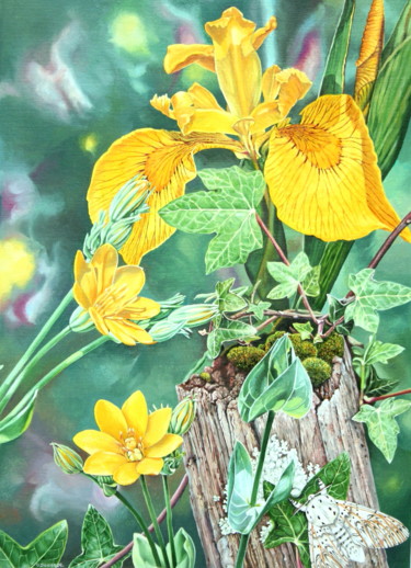 Painting titled "Plus jaune que toi…" by Bernard Domange, Original Artwork, Oil