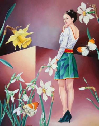 Pintura intitulada "Flora 3" por Bernard Domange, Obras de arte originais, Óleo