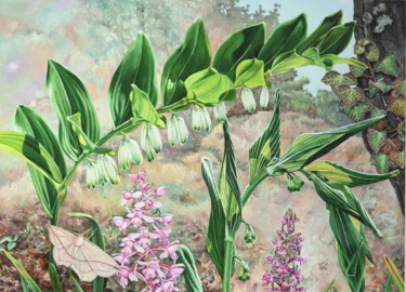 Peinture intitulée "Orchis bien entouré…" par Bernard Domange, Œuvre d'art originale, Huile
