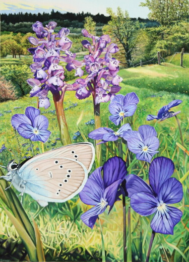 Pintura intitulada "Un printemps qui ta…" por Bernard Domange, Obras de arte originais, Óleo