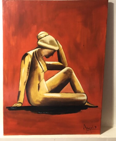 Painting titled "Femme assise" by Bernard Donnat, Original Artwork, Oil