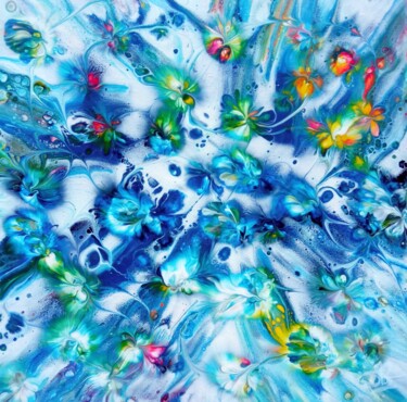 Painting titled "Vortex bleu" by Bernard Drai, Original Artwork, Acrylic