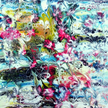 Painting titled "Soulèvement floral" by Bernard Drai, Original Artwork, Acrylic