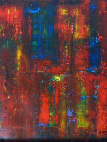 Картина под названием "Red movie" - Bernard Dubord, Подлинное произведение искусства, Акрил Установлен на Деревянная рама дл…