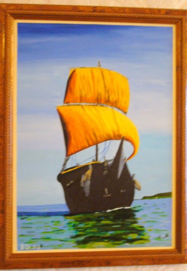 Painting titled "CABOTEUR BANGLADESH" by Bernard Ducellier, Original Artwork, Oil