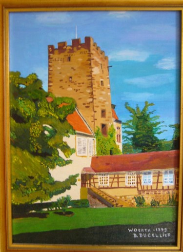 Peinture intitulée "Le chateau de Woert…" par Bernard Ducellier, Œuvre d'art originale, Huile Monté sur Carton