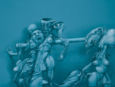 Arts numériques intitulée "Délire bleu" par Bernard Dumaine, Œuvre d'art originale