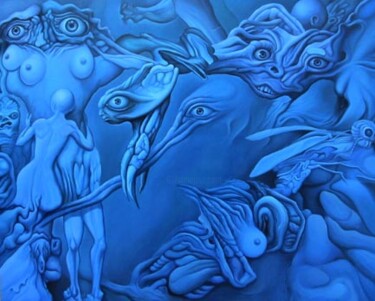 Malarstwo zatytułowany „Délire bleu” autorstwa Bernard Dumaine, Oryginalna praca