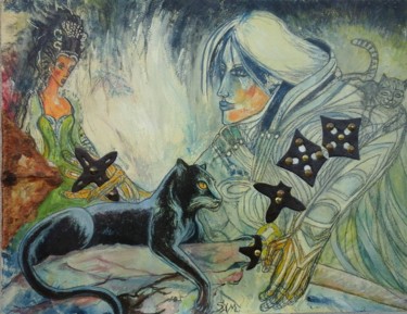 Pittura intitolato "THE WHITE KNIGHT --…" da Sam De Beauregard, Opera d'arte originale, Gouache