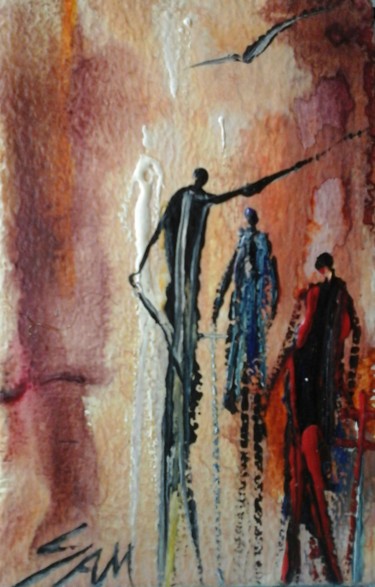 Pittura intitolato "DANS LE SILLAGE DES…" da Sam De Beauregard, Opera d'arte originale, Gouache