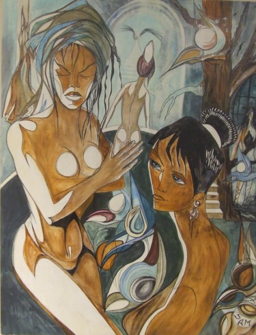 Peinture intitulée "TRANSITION" par Sam De Beauregard, Œuvre d'art originale, Gouache