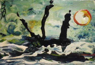 Pittura intitolato "LE BATEAU DES OMBRES" da Sam De Beauregard, Opera d'arte originale, Acrilico