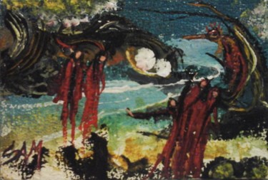 Peinture intitulée "LA FORET DES ORBES" par Sam De Beauregard, Œuvre d'art originale, Gouache