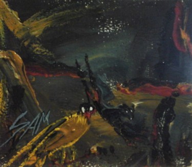 Malerei mit dem Titel "QUAND LE CHIEN FOU…" von Sam De Beauregard, Original-Kunstwerk, Gouache