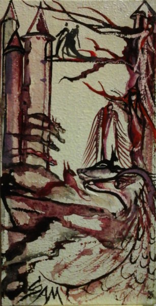 Pittura intitolato "LE CHATEAU PROTEGE…" da Sam De Beauregard, Opera d'arte originale, Gouache