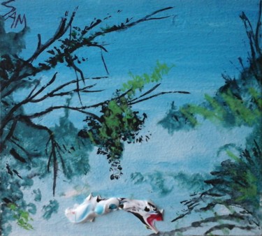Peinture intitulée "DRÔLE DE  POISSON" par Sam De Beauregard, Œuvre d'art originale, Gouache