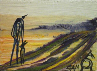 Peinture intitulée "LA LONGUE MARCHE" par Sam De Beauregard, Œuvre d'art originale, Gouache