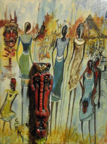 Картина под названием "TERRE  D' AFRIQUE" - Sam De Beauregard, Подлинное произведение искусства, Гуашь