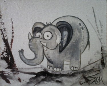 Pintura titulada "RIGOLO L' ELEPHANT…" por Sam De Beauregard, Obra de arte original, Gouache