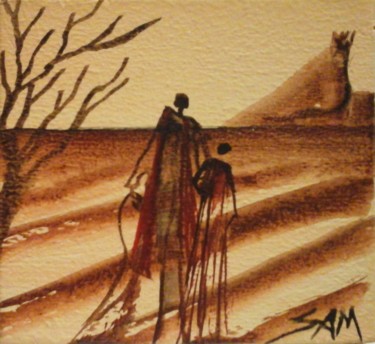 Peinture intitulée "TERRES D' AFRIQUE" par Sam De Beauregard, Œuvre d'art originale, Gouache