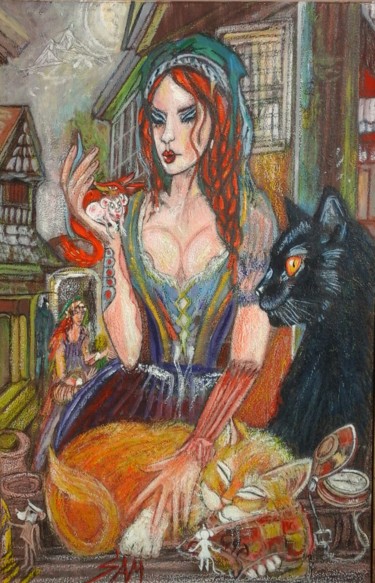 Painting titled "ABIGAEL, ET LES SOR…" by Sam De Beauregard, Original Artwork, Gouache