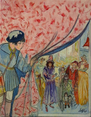 Peinture intitulée "SCENE DE THÉÂTRE DE…" par Sam De Beauregard, Œuvre d'art originale, Gouache