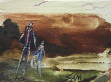 Peinture intitulée "LES PETITS CLOWNS P…" par Sam De Beauregard, Œuvre d'art originale, Gouache